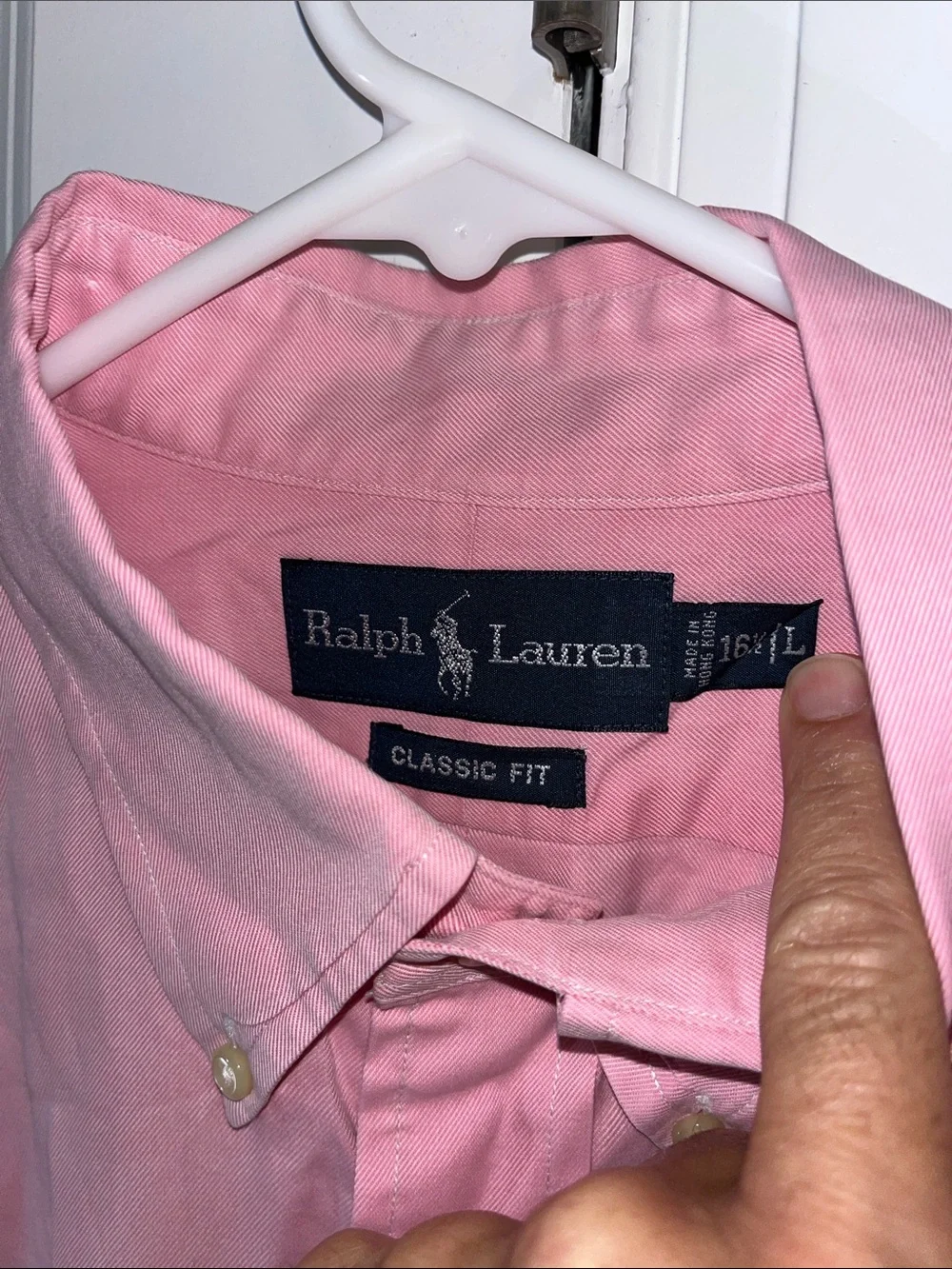 Polo Ralph Lauren pink w/pony men’s shirt classic 16 1/2”x 37” L TALL LONG